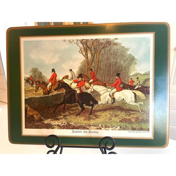 Vintage English Fox Hunting Cork-Backed Placemat – J.F. Herring Sr. Pink - Picture 1 of 6